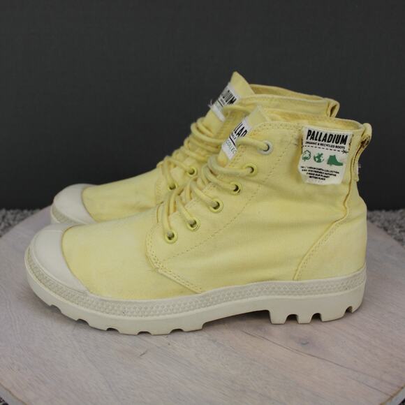 Palladium Canvas Boots Mens 7 Yellow Lightweight Combat - Picture 5 of 9
